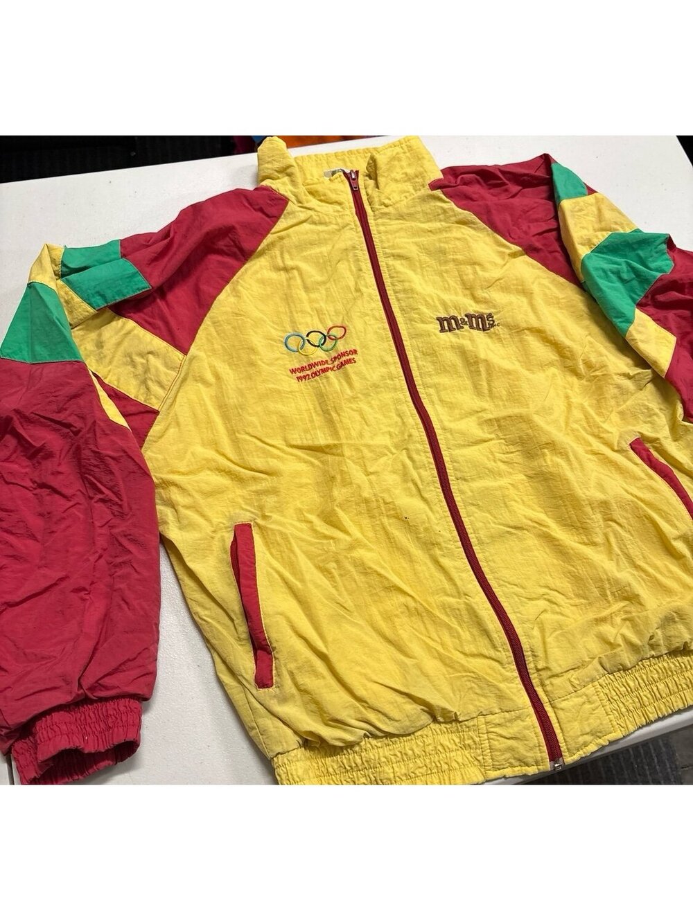Vintage 1992 Olympic Games M&Ms Mars Windbreaker Jacket Mens Large Colorblock